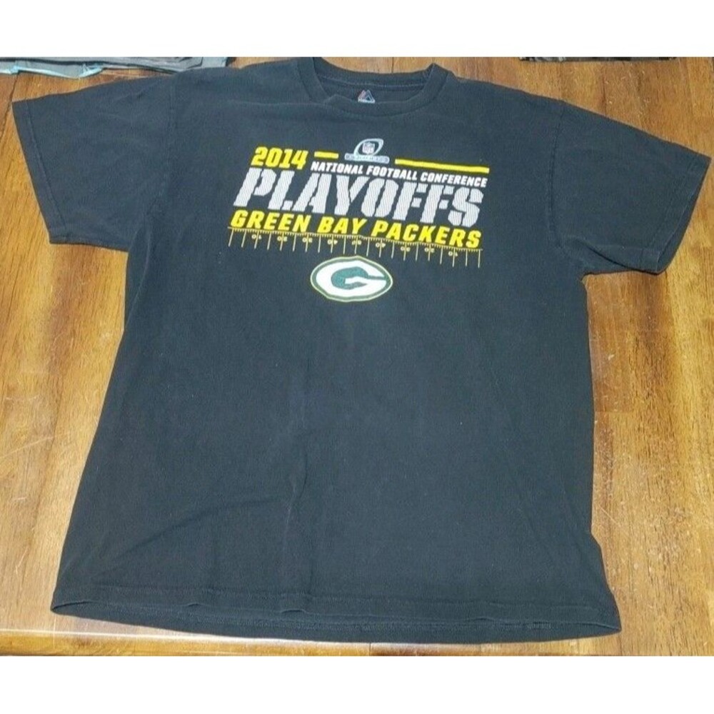 Green Bay Packers 2014 NFL Playoffs Majestic Tshirt Adult Size Large